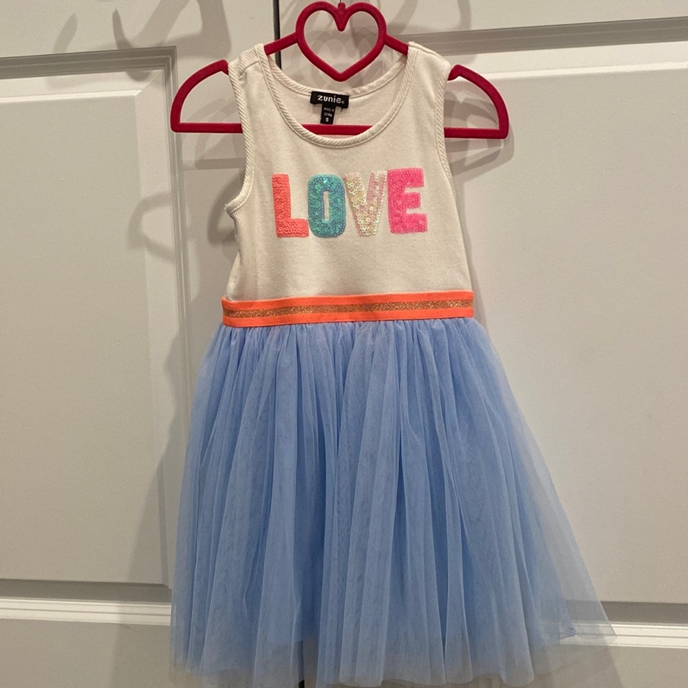 White girls dress size 5. Multi color